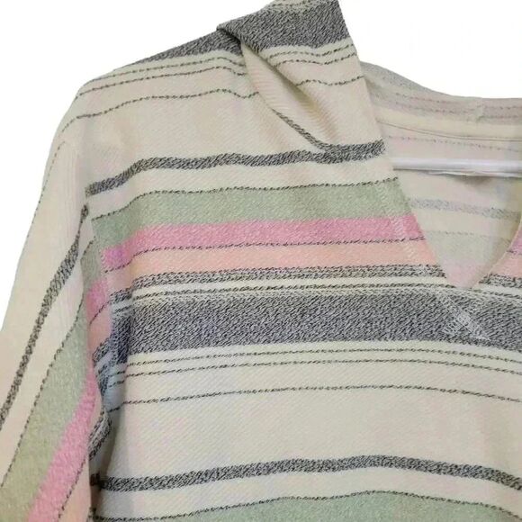 O'Neill Girl's Ivory Striped Cotton/Poly Rita Hooded Lounge Pullover NEW - Picture 4 of 14